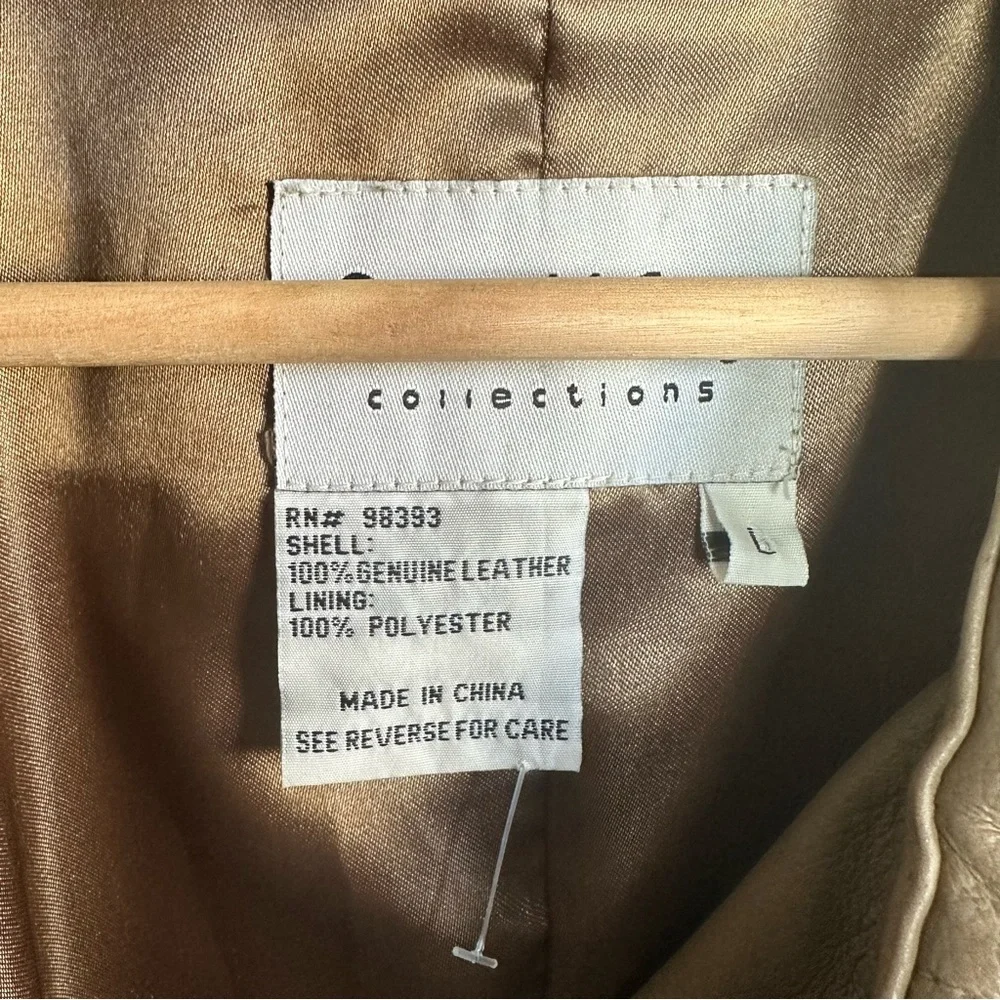 Pamela McCoy vintage tan Leather Trench Coat - Picture 2 of 3